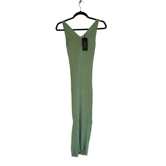 2/$30 Ribbed Knit Sleeveless Bodycon Midi Dress Size S Green Stretch Y2K NWT - Picture 3 of 8